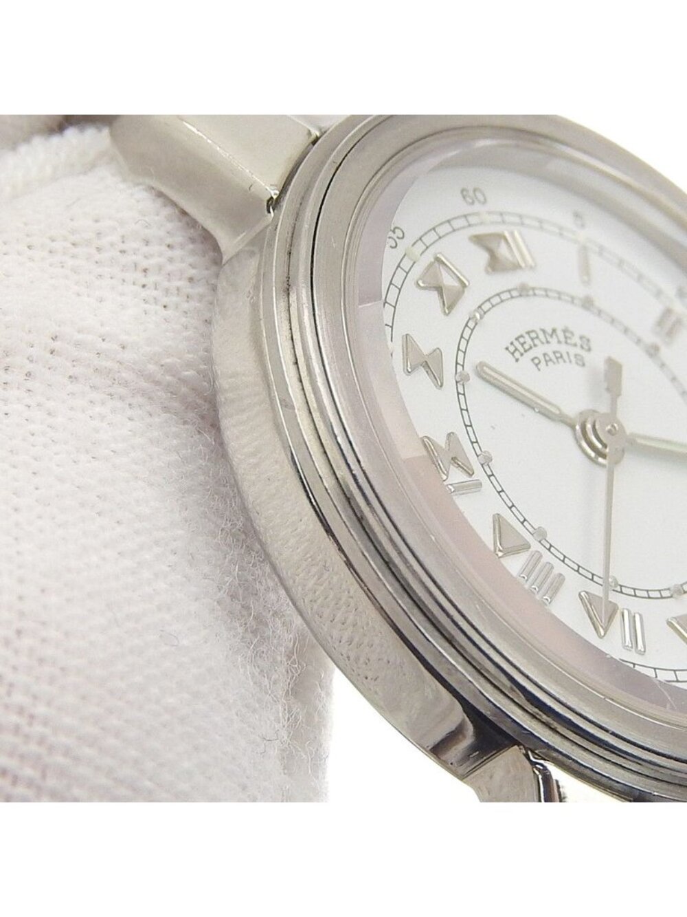 Hermes Carrick Stainless Steel Quartz Analog Display White Dial Watch - Picture 8 of 8